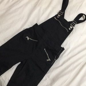 BLACK DENIM OVERALLS